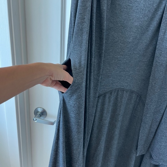 Long Hooded Drape Cardigan by Coofandy – Soft Stretch Knit in Charcoal Gray - Picture 9 of 9